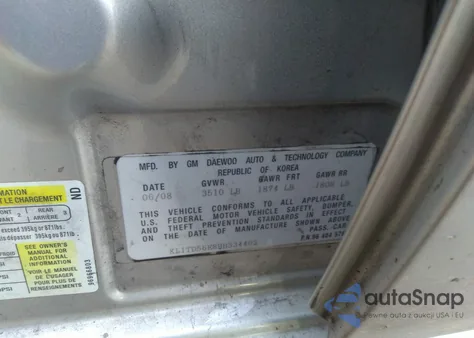 2009 Chevrolet Aveo Ls from USA, damaged, VIN KL1TD56E89B334402